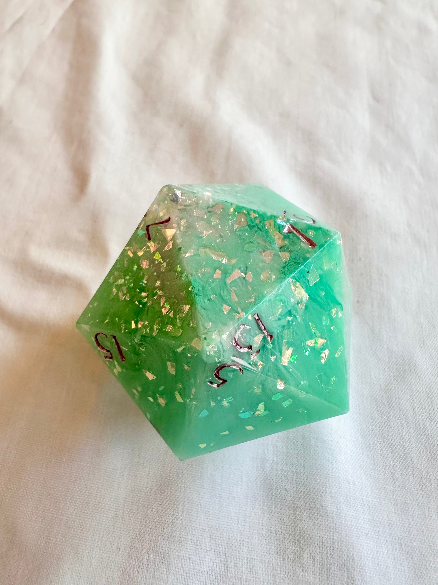 Shimmer Teal 40mm D20 Chonk dice