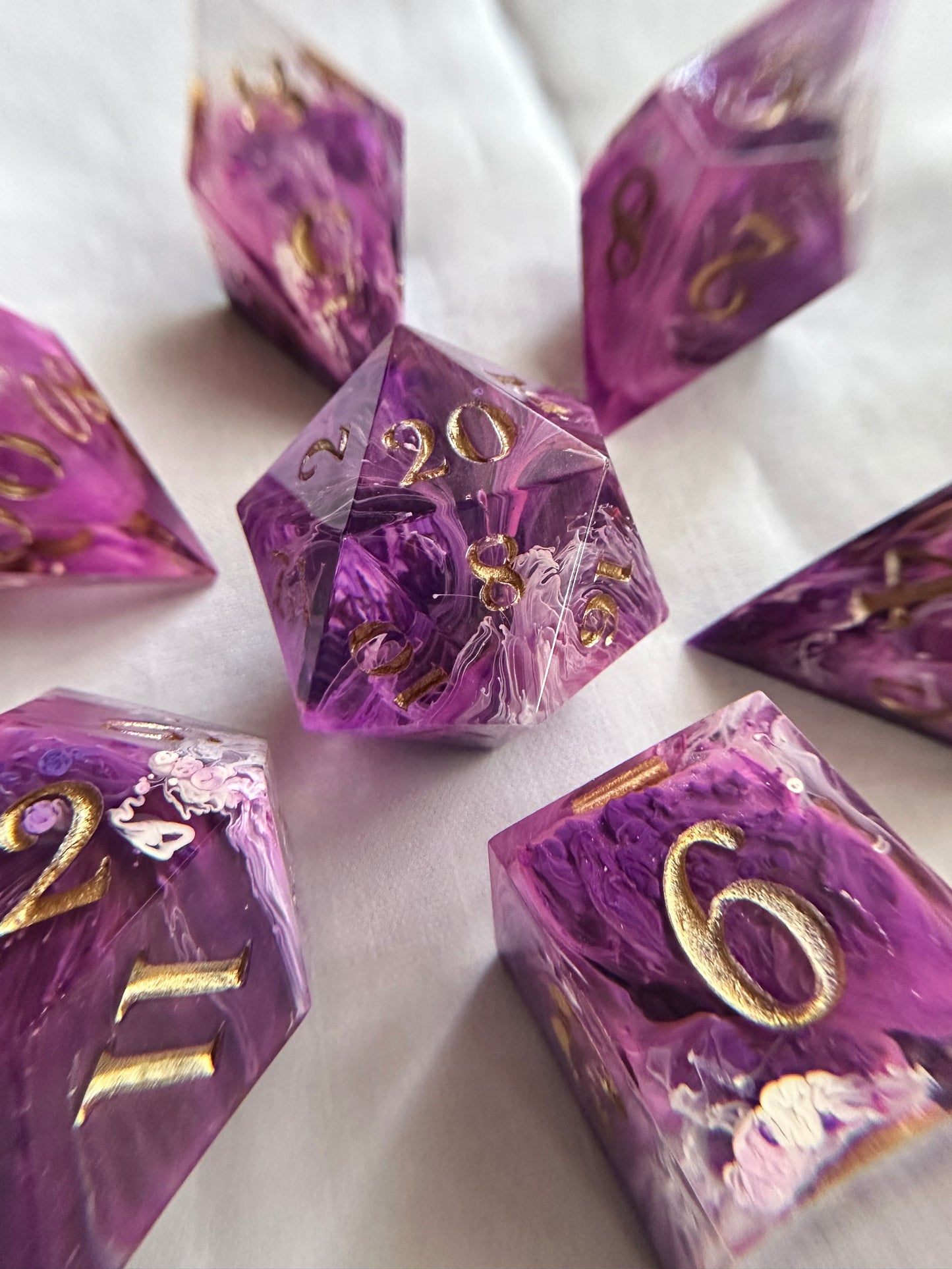 Purple Fae- 7 Piece Sharp Edged Dice Set