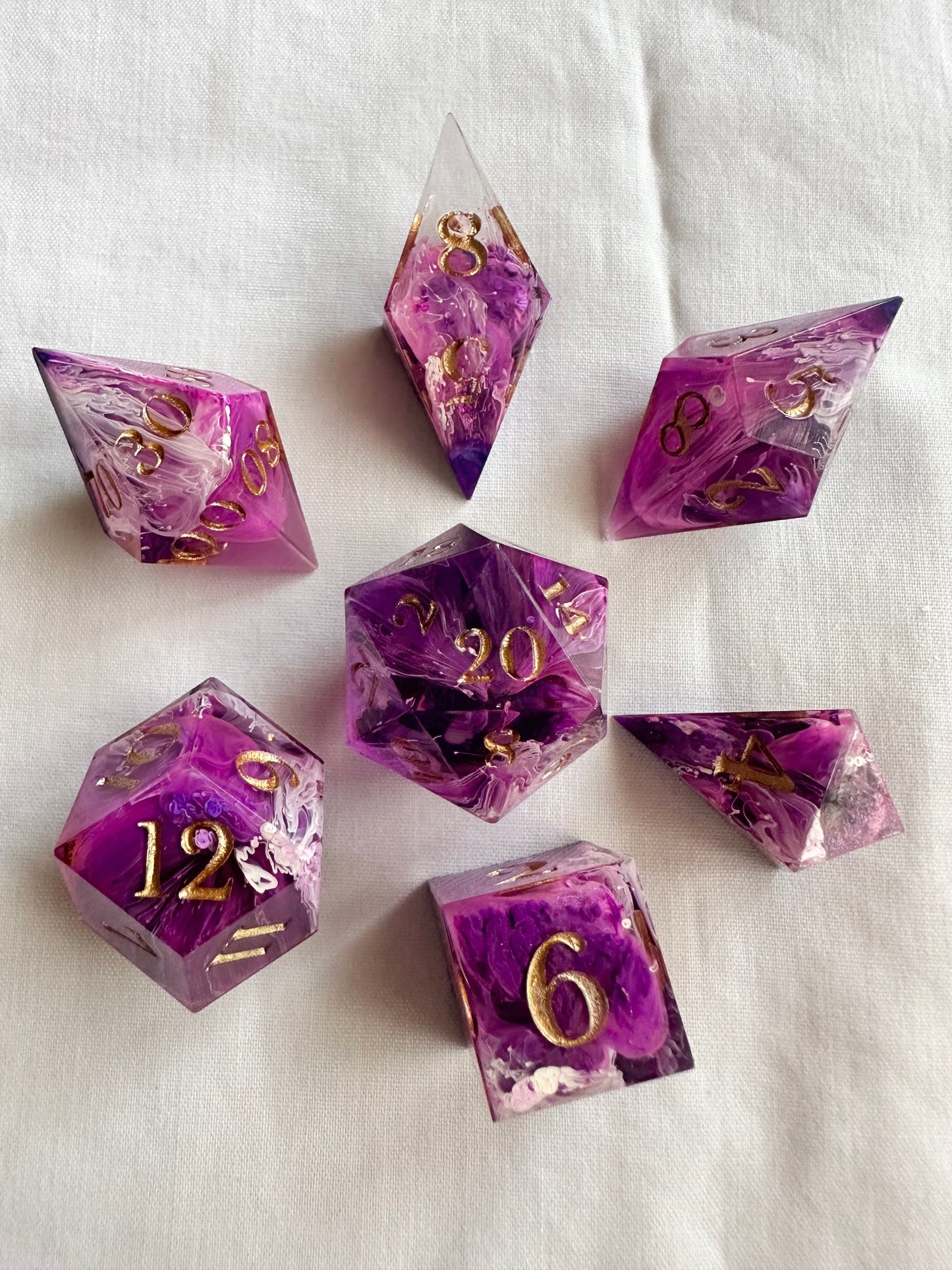 Purple Fae- 7 Piece Sharp Edged Dice Set