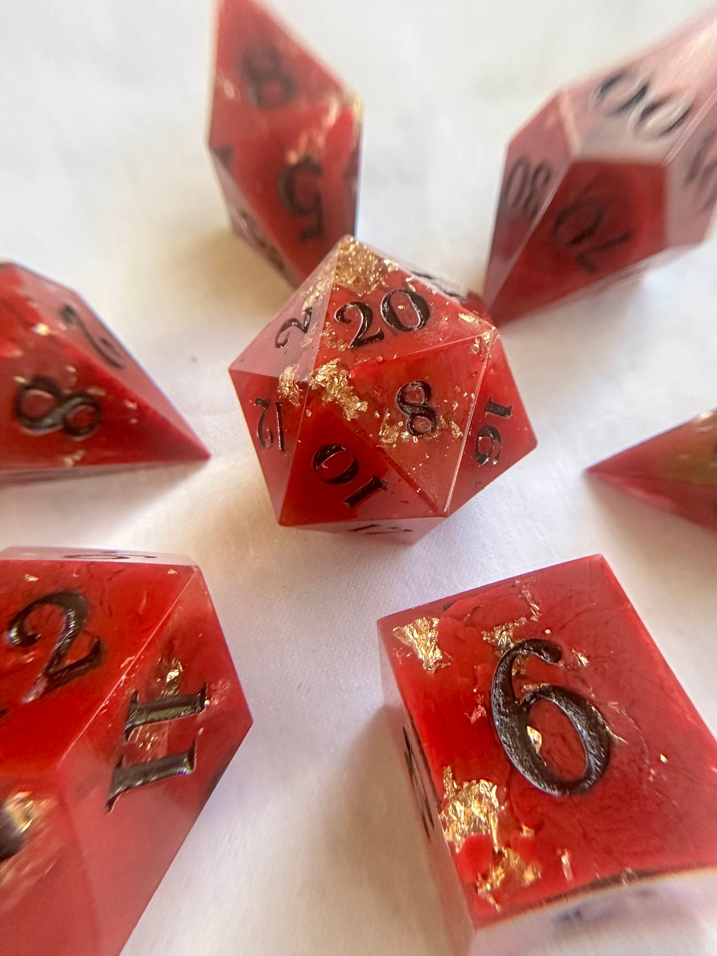 Red Royalty- 7 Piece Sharp Edged Dice Set