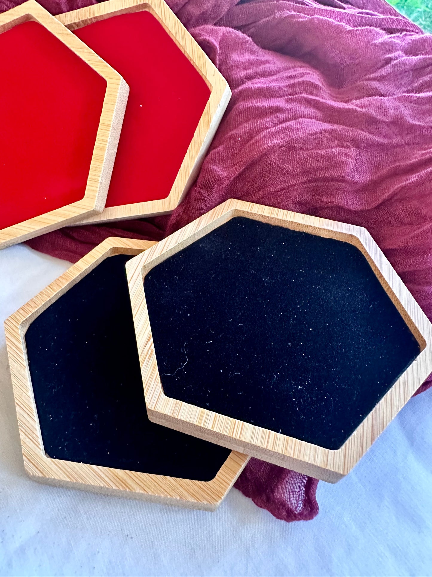 Bamboo & Velvet Hex Trays