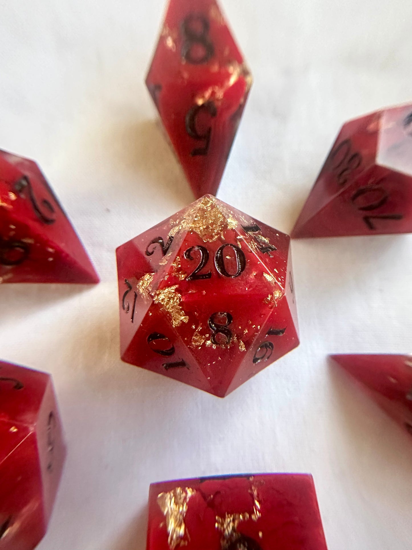 Red Royalty- 7 Piece Sharp Edged Dice Set