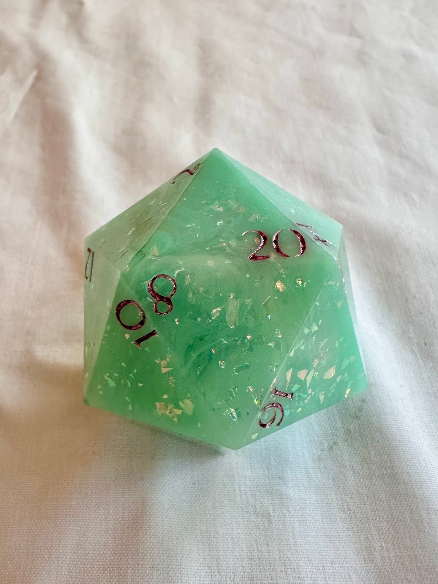 Shimmer Teal 40mm D20 Chonk dice