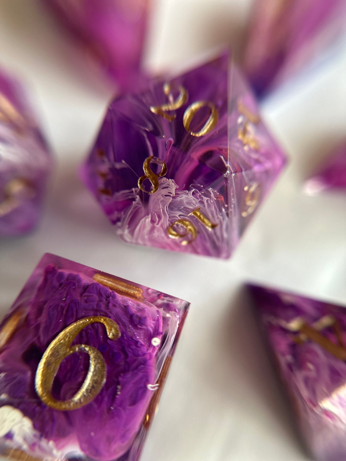 Purple Fae- 7 Piece Sharp Edged Dice Set