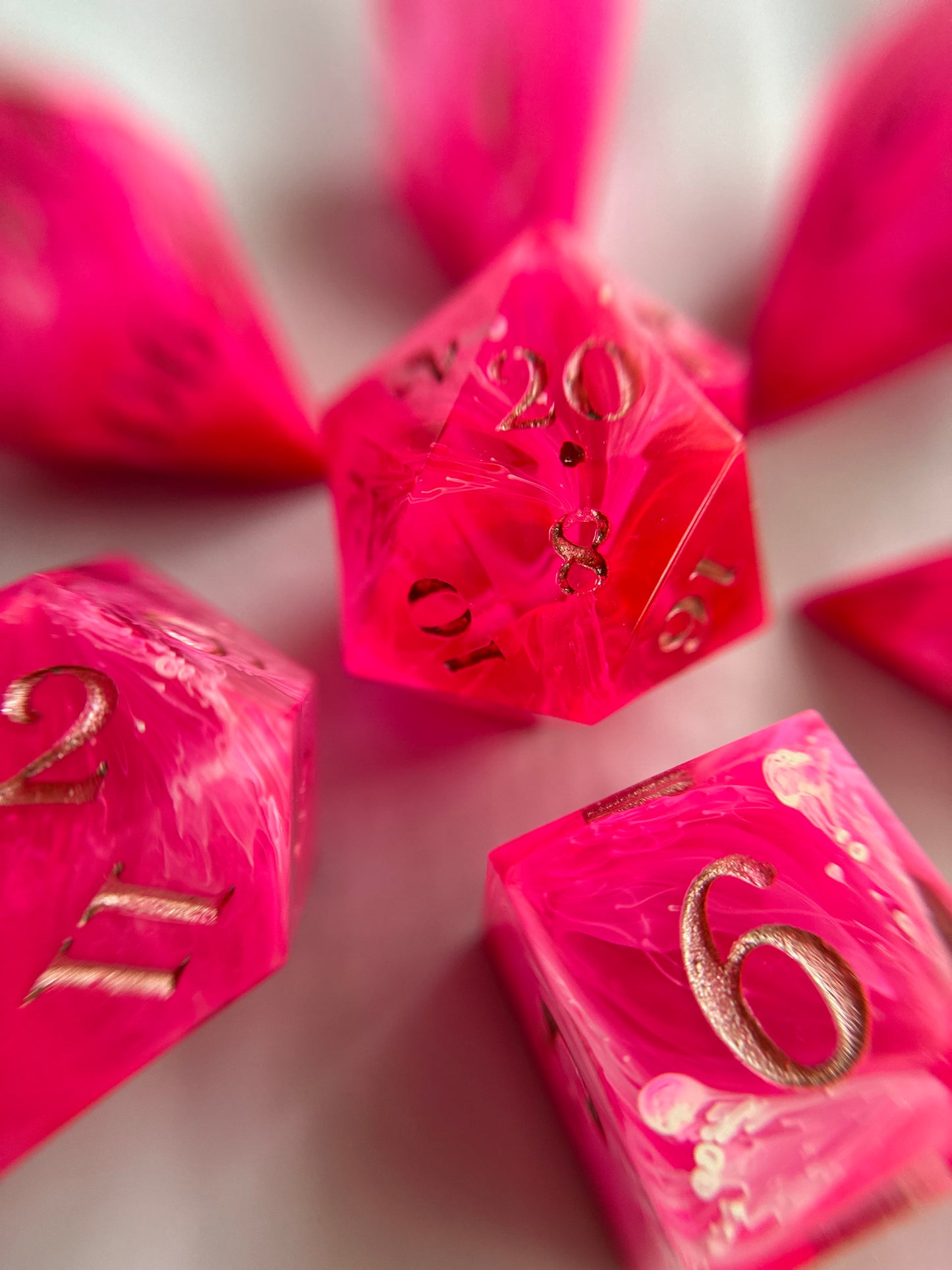 Pink Fae- 7 Piece Sharp Edged Dice Set