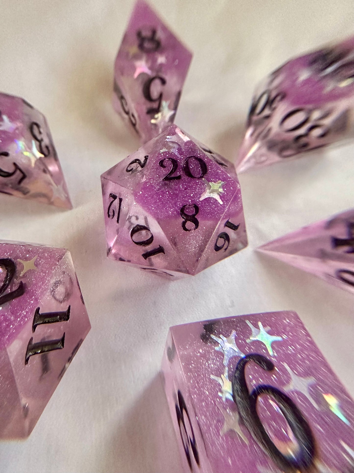 Purple Sky- 7 Piece Sharp Edged Dice Set