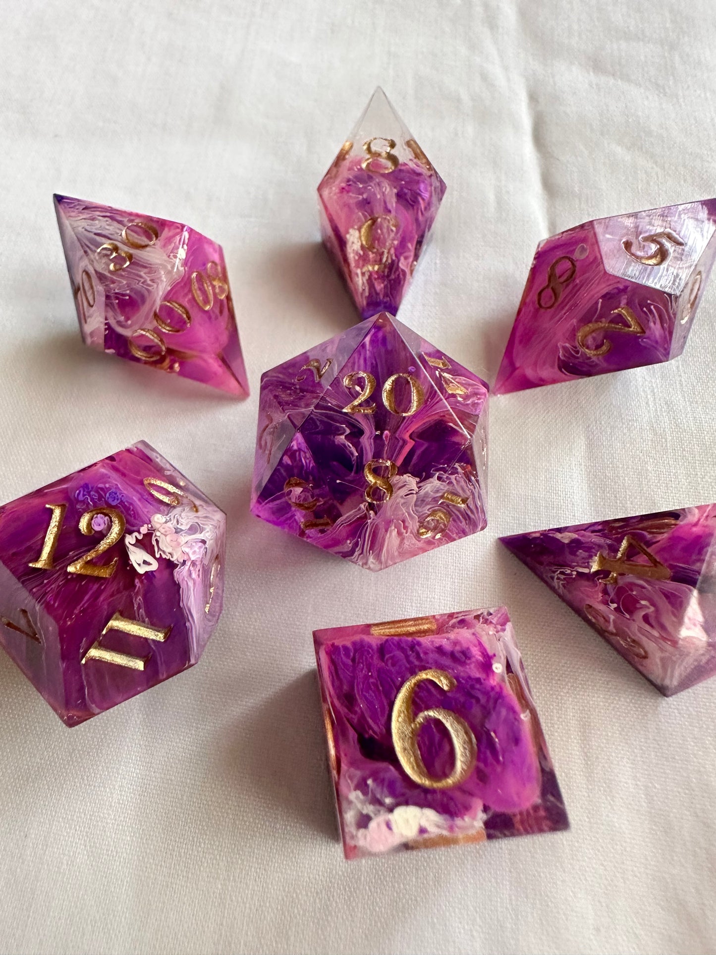 Purple Fae- 7 Piece Sharp Edged Dice Set