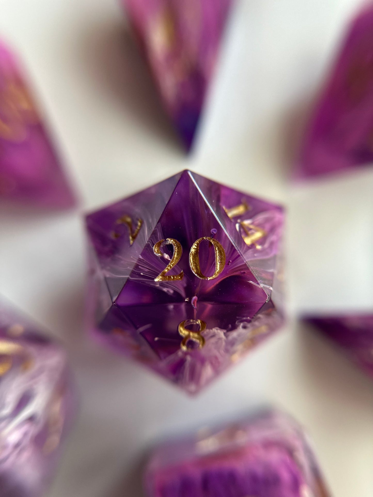 Purple Fae- 7 Piece Sharp Edged Dice Set