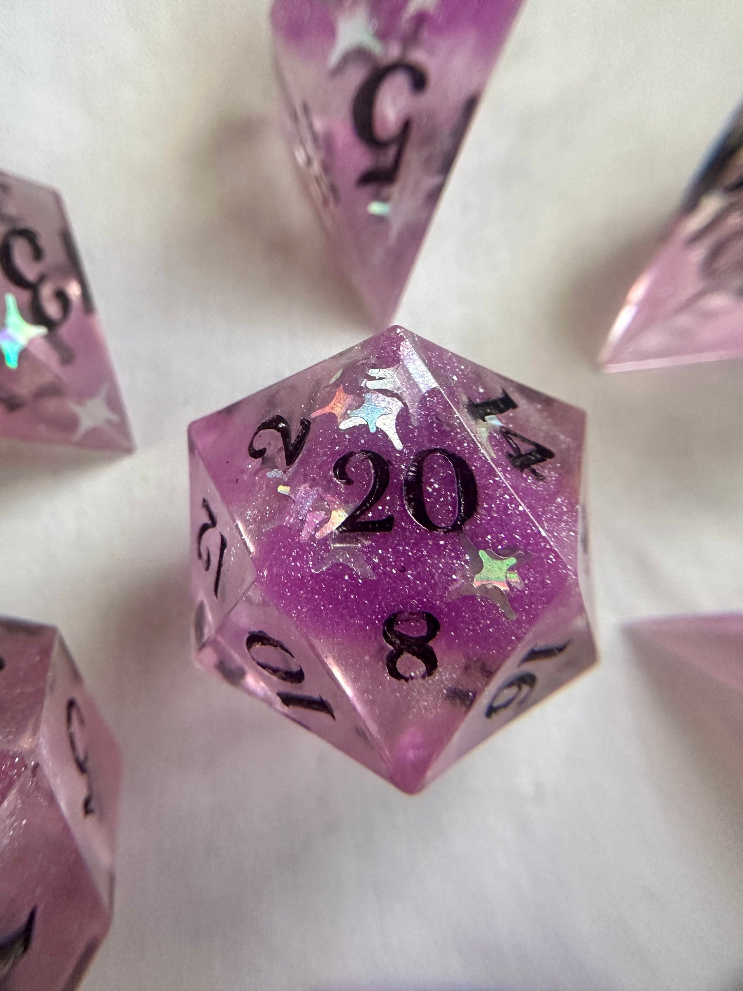 Purple Sky- 7 Piece Sharp Edged Dice Set