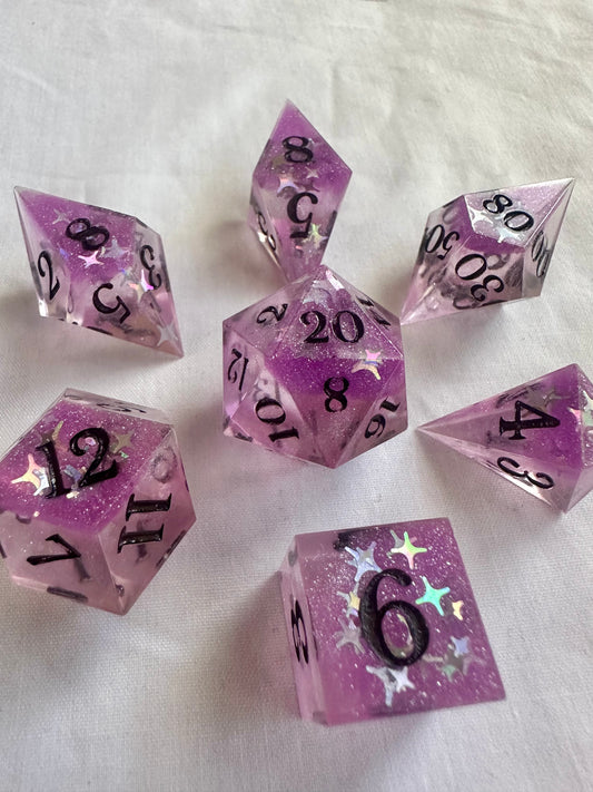 Purple Sky- 7 Piece Sharp Edged Dice Set