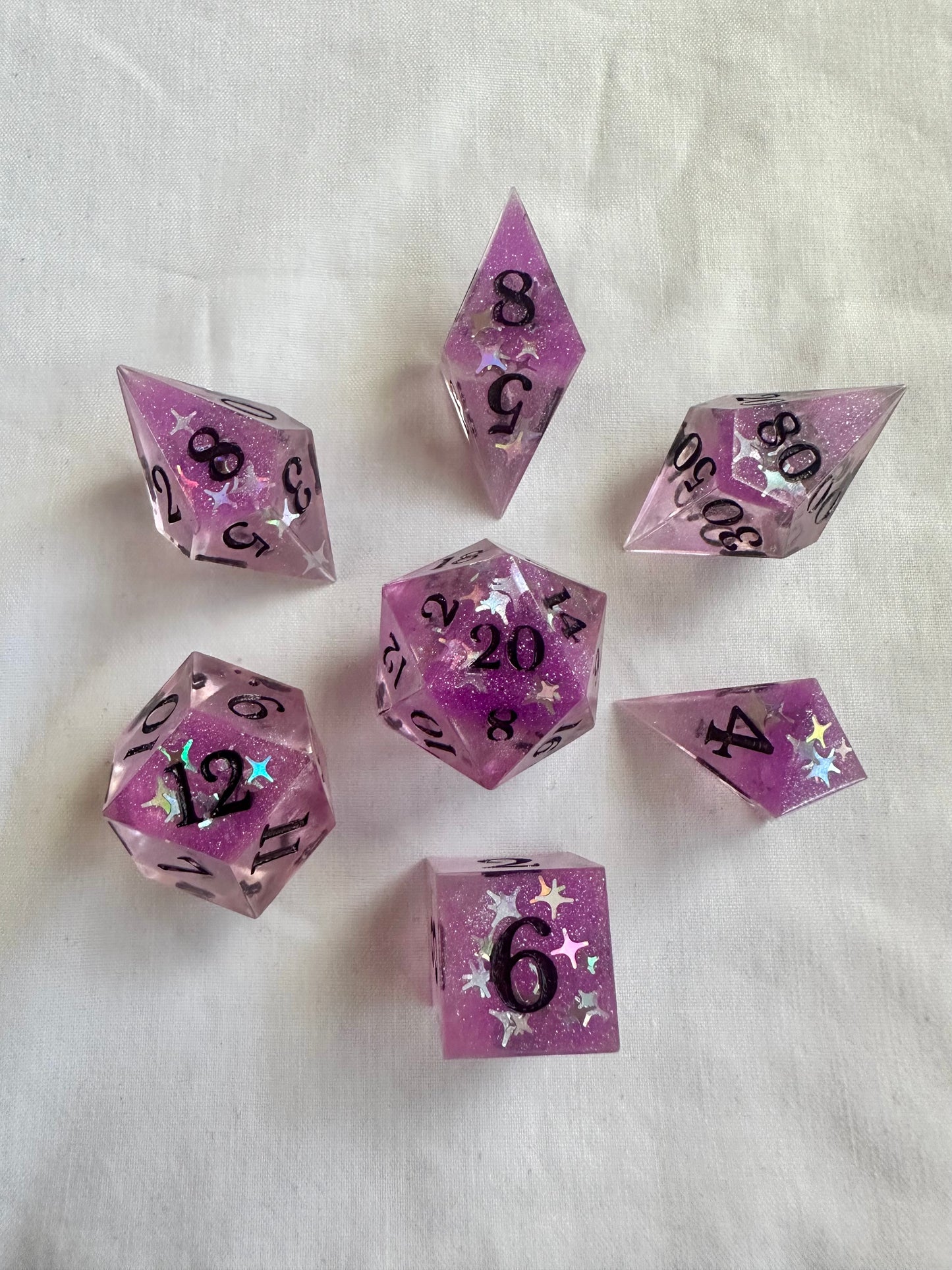 Purple Sky- 7 Piece Sharp Edged Dice Set