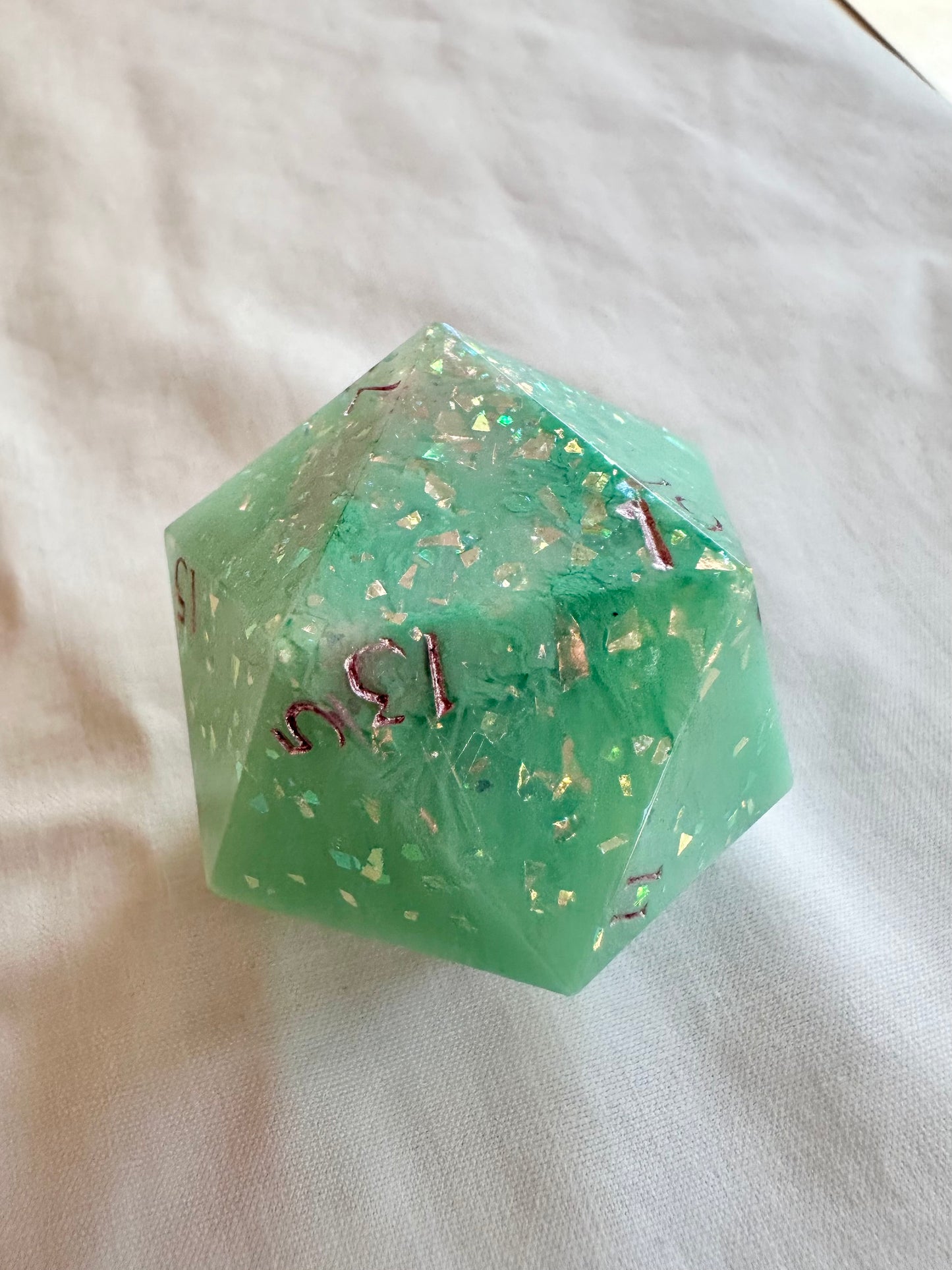 Shimmer Teal 40mm D20 Chonk dice