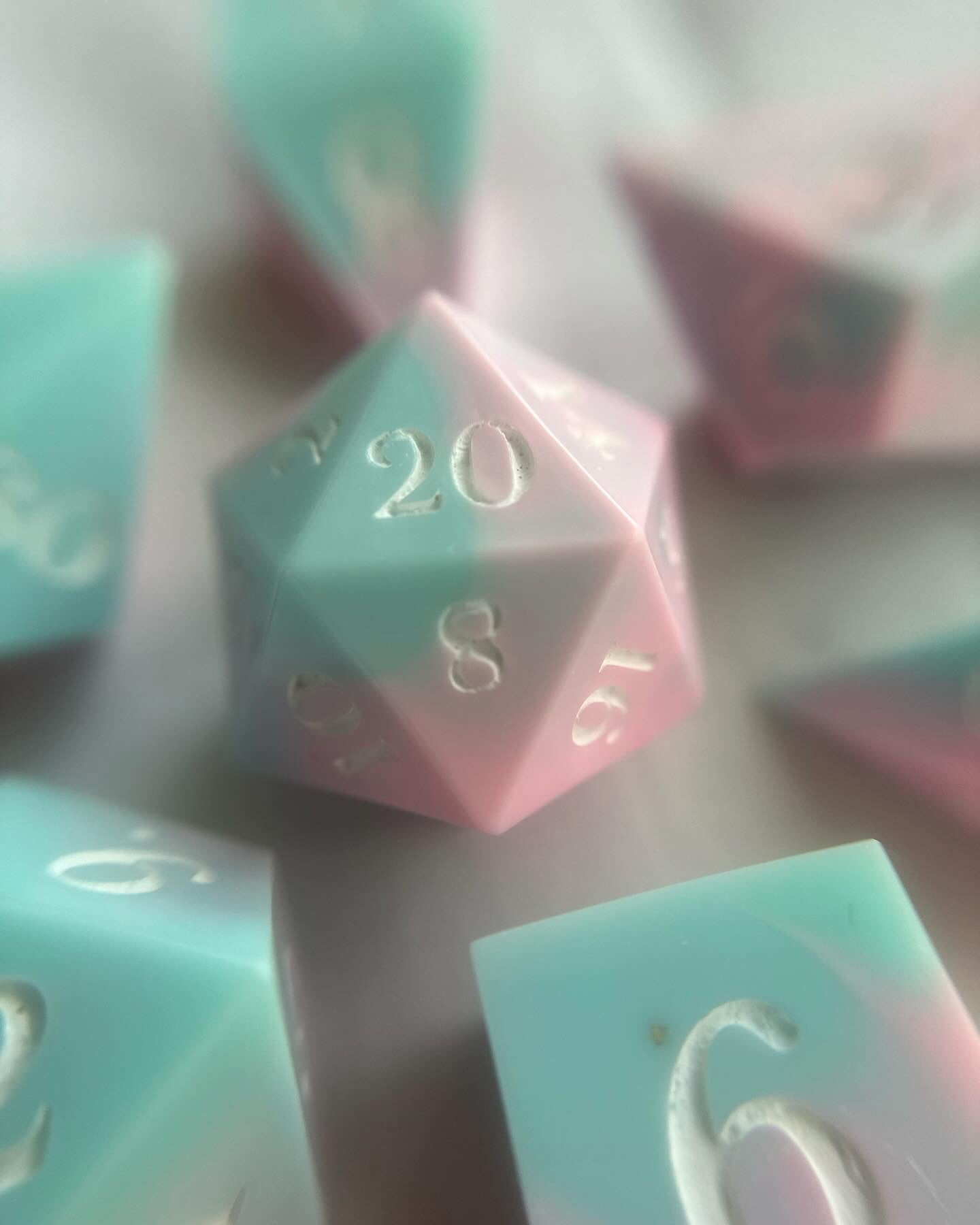 Cotton Candy- 7 Piece Sharp Edged Dice Set