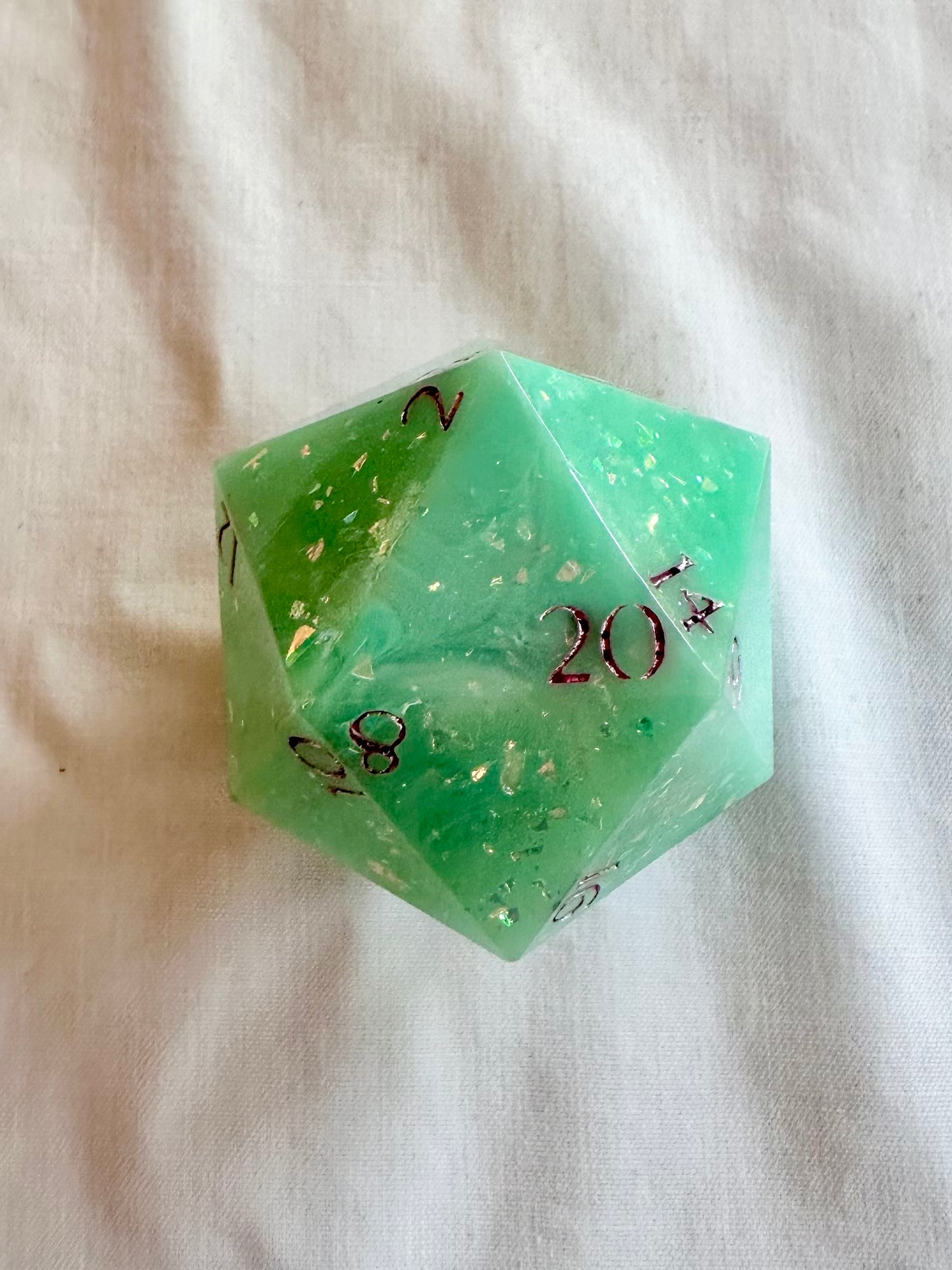 Shimmer Teal 40mm D20 Chonk dice