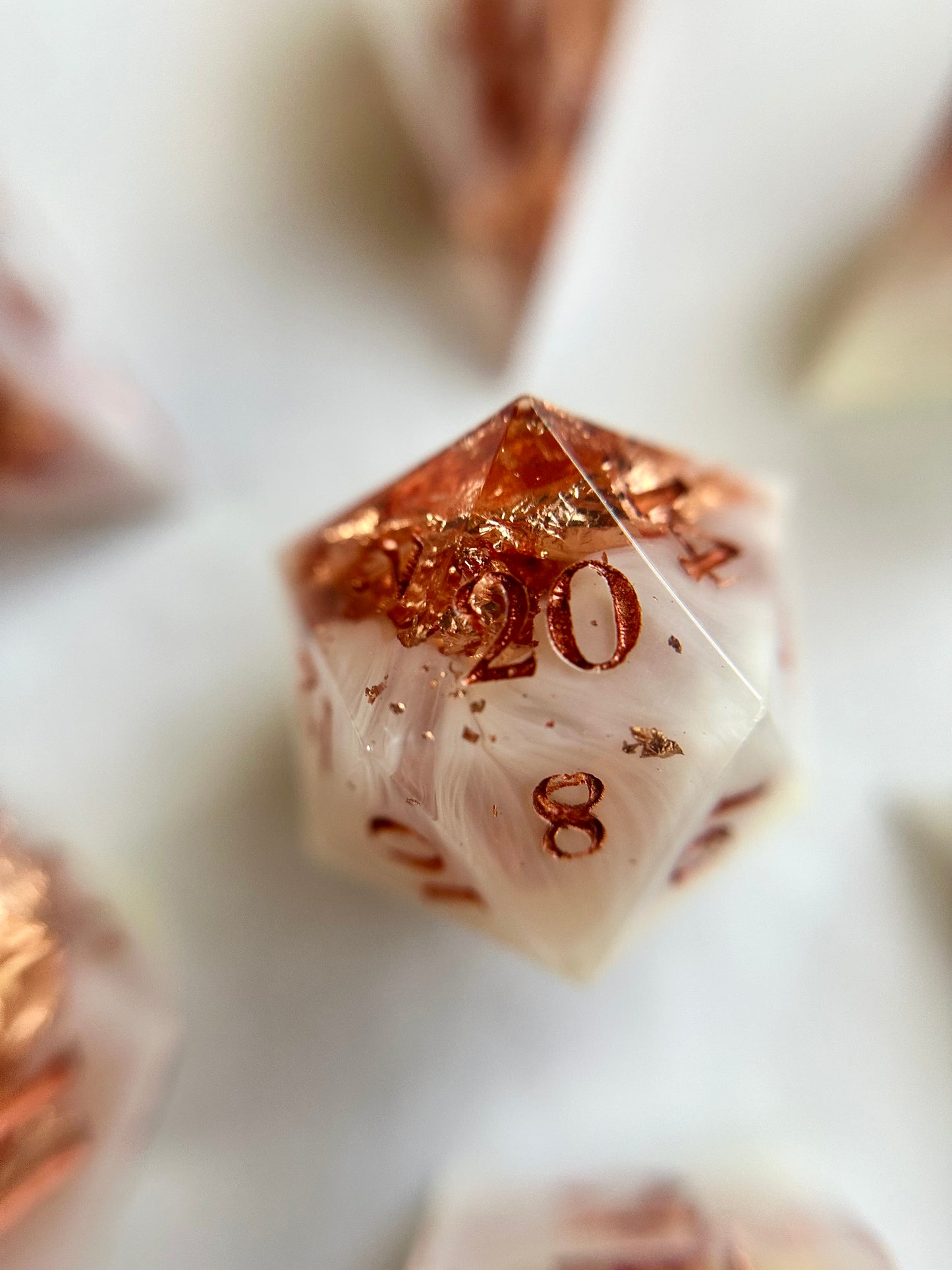 Milky Quartz- 7 Piece Sharp Edged Dice Set