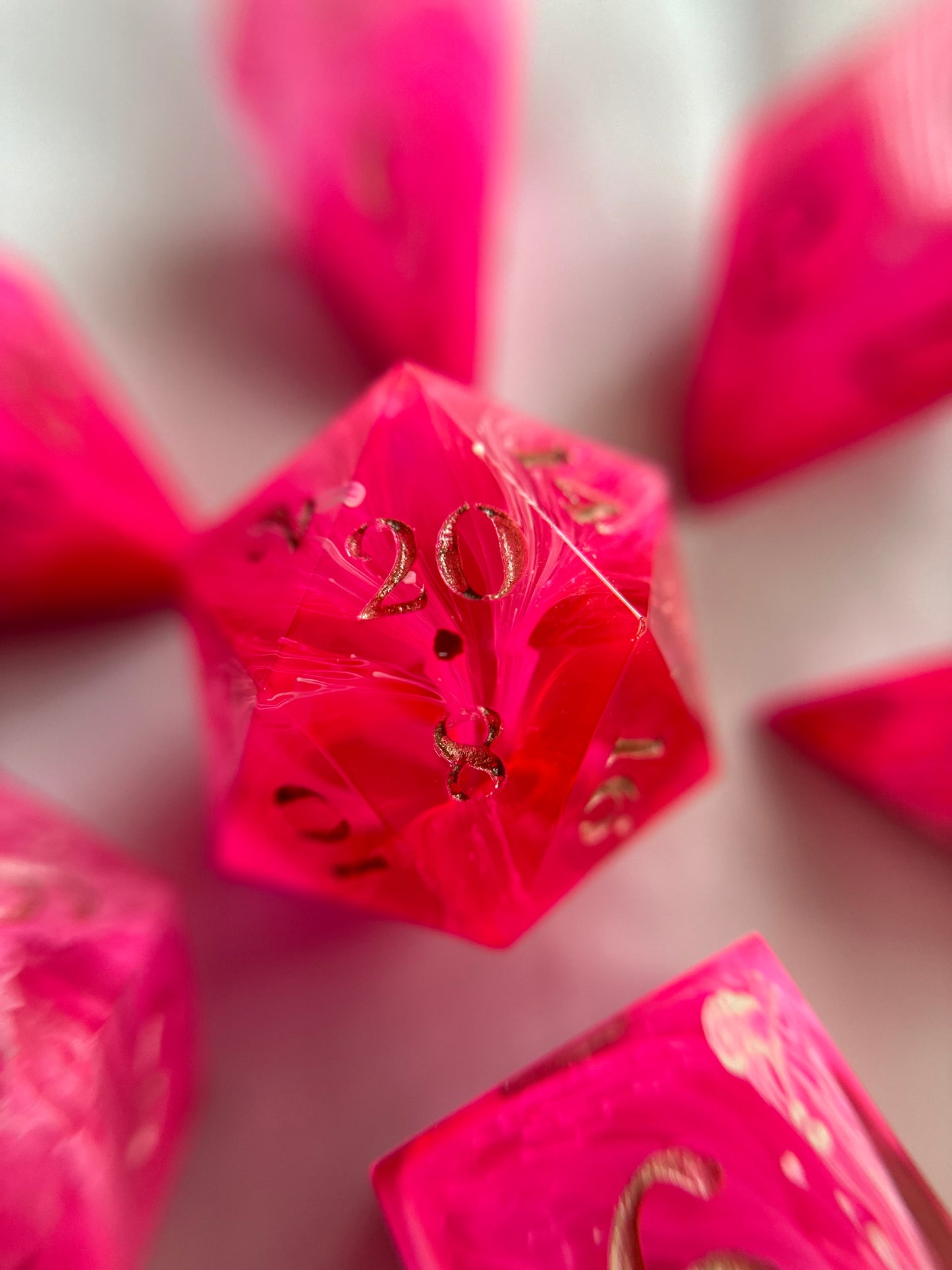 Pink Fae- 7 Piece Sharp Edged Dice Set