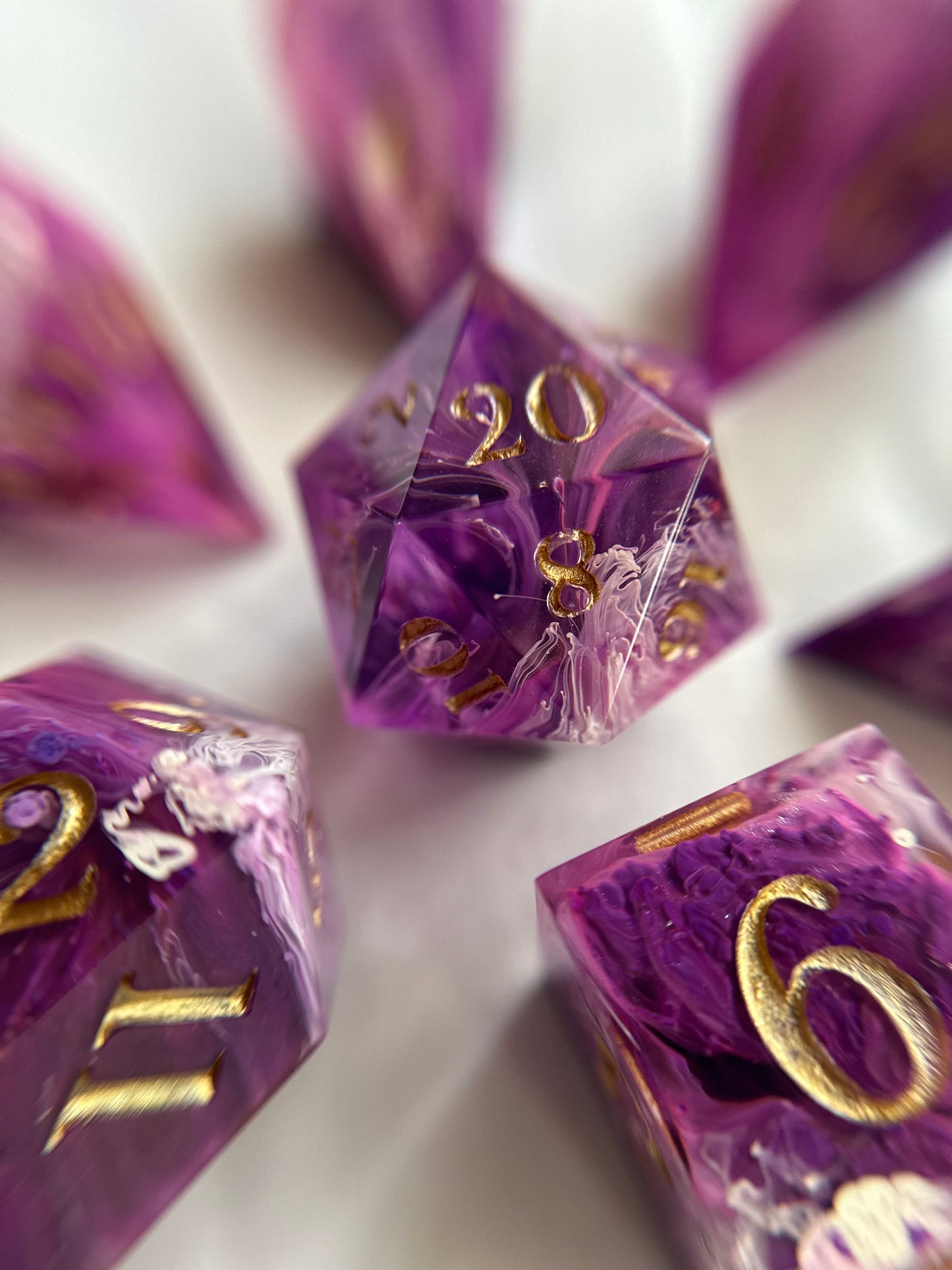 Purple Fae- 7 Piece Sharp Edged Dice Set